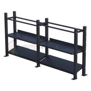 Купить Модульный стеллаж для гантелей, гирь и медболов 2580х430х1200 (2 секции) в Бакале 
